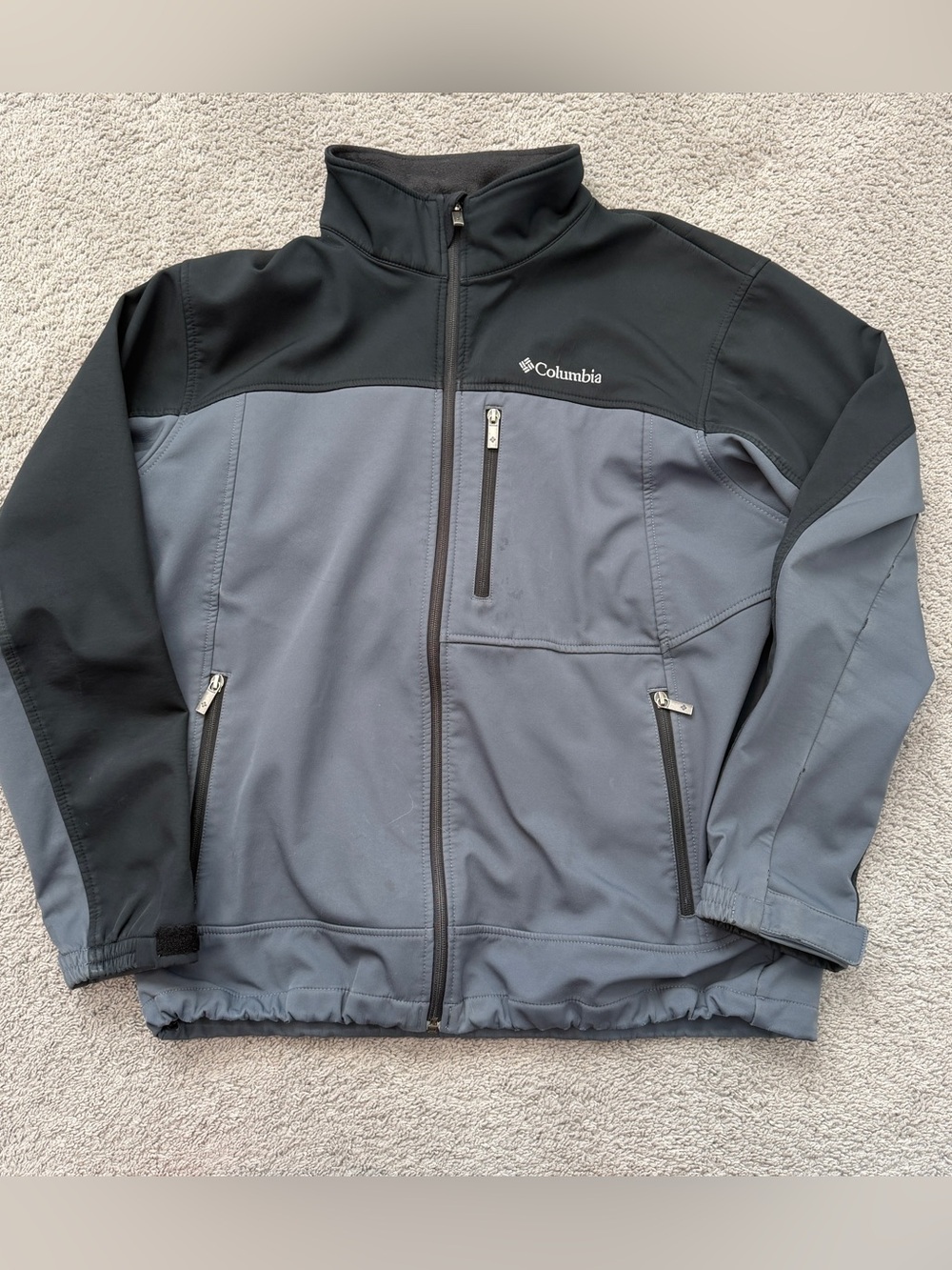 Columbia Ascender Softshell Jacket Mens Large Gray Black Full Zip Outdoor